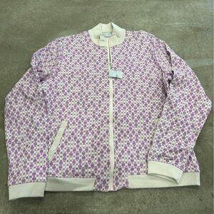 GRACE Lane woman’s golf jacket. Size large. NWT. Purple, off white. Mock neck, p